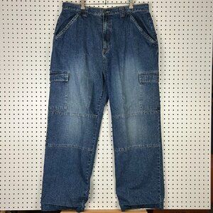Epic 90s Baggy Double Knee Jeans Size 38x32 Cargo Wide Leg Skater Punk Denim